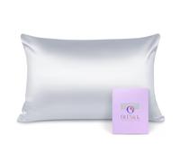 OLESILK 100% Silk Pillowcase for Hair and Skin, Both Sides 16 Momme Real Natural Mulberry Silk, with Hidden Zipper and Gift Box, 1pc, Silvergrey, 50x75cm