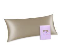 OLESILK Silk Body Pillowcase 20x54 Zippered: 100% Mulberry Silk for Hair and Skin, Breathable and Soft for Pregnant and Family, Taupe