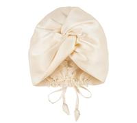 OLESILK Silk Bonnet for Sleeping Women: 100% Mulberry 22 Momme Silk, Adjustable Fit for Night Hair Care, No Frizz for Curls, Light Champagne, One Size