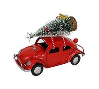 Oletabeth Vintage Red Truck with Mini Trees Ornaments - Farmhouse Metal Car Decor for Christmas Decorations