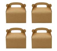 Oletx 24-Pack Brown Party Favor Treat Boxes, Goodie Gable Paper Gift Boxes with Handles. Perfect for Birthday, Babyshower, and Any Fun Party