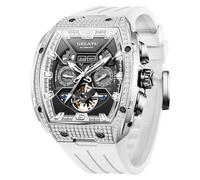 OLEVS Automatic Mens Watches Self Winding Mechanical Business Luxury Dress Wrist Watch Stainless Steel Waterproof Luminous, 6016:White