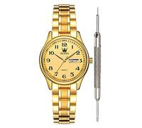 OLEVS Classic Watches for Women Analog Quartz Watch Stainless Steel Rugged Waterproof Watches Roman Numeral Unique Calendar Date Business Wrist Watch, Gold-digital, Gold, Digital