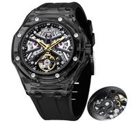 OLEVS GELATU Men Watch Automatic Tonneau Watch Skeleton Mechanical 50M Waterproof Sapphire Crystal Square Male Watches White/Black/Rose Gold, watches men Mechanical, men watch