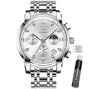 OLEVS Male Wrist Watches, Analog Quartz Business Stainless Steel Waterproof Luminous Luxury Casual Big Diamond Dial Date Multi-Function Chronograph for Man