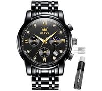 OLEVS Male Wrist Watches, Analog Quartz Business Stainless Steel Waterproof Luminous Luxury Casual Big Diamond Dial Date Multi-Function Chronograph for Man