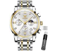 OLEVS Male Wrist Watches, Analog Quartz Business Stainless Steel Waterproof Luminous Luxury Casual Big Diamond Dial Date Multi-Function Chronograph for Man