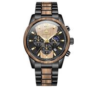 OLEVS Men Analog Quartz Waterproof Watches Multifunction Chronograph Diamond Moon Phase Luminous Silicone Band Wrist Watches, 3645: Zebra wood texture - yellow