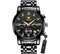 OLEVS Men Watches Square Business Dress Diamond Analog Quartz Date Luxury Watch for Men Casual Stainless Steel Waterproof Luminous Two Tone Wrist Watch, black watch 2858, men watch