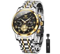 OLEVS Men Watches Square Business Dress Diamond Analog Quartz Date Luxury Watch for Men Casual Stainless Steel Waterproof Luminous Two Tone Wrist Watch, silver black watch 2859, men watch