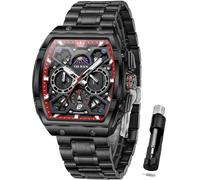 OLEVS Men Watches Square Business Dress Diamond Analog Quartz Date Luxury Watch for Men Casual Stainless Steel Waterproof Luminous Two Tone Wrist Watch, G2942-red black, G2942-red black, men watch