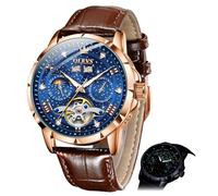 OLEVS Men's Automatic Watch Skeleton Diamond Starry Sky Waterproof Luminous