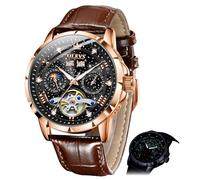 OLEVS Men's Automatic Watch Skeleton Diamond Starry Sky Waterproof Luminous