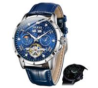 OLEVS Men's Automatic Watch Skeleton Diamond Starry Sky Waterproof Luminous