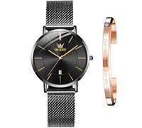 OLEVS Mens Ms Lovers Watch - Ultra Thin Fashionable Minimalist - Stainless Steel Bezel Buckle - Casual Japanese Ms Quartz Watches for Men - Mesh Breathable Strap