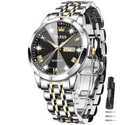 OLEVS Men's Watch,Classic Silver Watches for Men, Waterproof Stainless Steel Roman Numbers Men's Watch Easy to Read