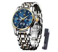 OLEVS Mens Watches Dress Designer Diamond Analog Quartz Stainless Steel Silver Waterproof Metal Date Chronograph Roman Numerals Gent Wrist Watch