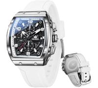 OLEVS Mens Watches Stylish Chronograph Waterproof Luminous Silicon Strap Multifunction Watches for Men Business White Men Wrist Watch, White Watches for Men 76, Men Watch