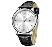 OLEVS Mens Watches Vintage Leather Band Dress Classic Easy Reader Arabic Numerals Analog Quartz Waterproof Date Day Men's Wrist Watches, Black-Silver, ROUND, vintage watch