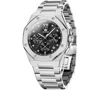 OLEVS Men's WatchesDiamond Luxury Fashion Big Face Stainless Steel Strap Waterproof Luminous Men Wrist Watches, 3626:Silver band Black dial