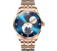 OLEVS Self Winding Watches for Men Automatic Mechanical Dress Tourbillon Stainless Steel Dual Calendar Waterproof Luminous Wrist Watch, ROES GOLD, luxury