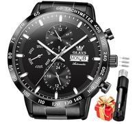 OLEVS Watch for Men Automatic Stainless Steel Business Dress Skeleton Mechanical Waterproof Luminous Self Winding Luxury Diamond Men Watches, G6683: All Black, G6683: All Black, men watch