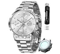 OLEVS Watch for Men Automatic Stainless Steel Business Dress Skeleton Mechanical Waterproof Luminous Self Winding Luxury Diamond Men Watches, G6683: All Silver, G6683: All Silver, men watch