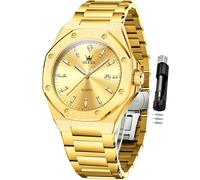 OLEVS Watch for Men Business Diamond Easy Read Men's Wrist Watches Analog Luxury Date Stainless Steel Waterproof Luminous Dress Mens Watches, 3613-gold, 3613-gold, men watch