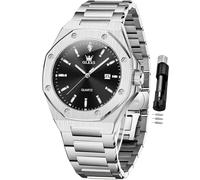 OLEVS Watch for Men Business Diamond Easy Read Men's Wrist Watches Analog Luxury Date Stainless Steel Waterproof Luminous Dress Mens Watches, 3613-silver black, 3613-silver black, men watch