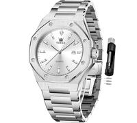 OLEVS Watch for Men Business Diamond Easy Read Men's Wristwatches Analog Luxury Date Stainless Steel Waterproof Luminous Dress Mens Watches, 3613 Silver, 3613-silver, men watch