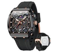 OLEVS Watch for Men Chronograph Brown Leather Gold Case Analog Quartz Fashion Business Dress Large Face Men Watch Day Date Luminous Waterproof Casual Male Wrist Watch Black/Blue/White Dial, 2942-all