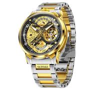 OLEVS Watch for Men Skeleton Self Winding Mechanical Automatic Luxury Dress Wrist Watch Waterproof Luminous Tungsten, 3278:Gold