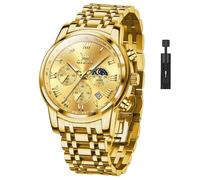 OLEVS Watch Men, Classic Men's Dress Watches Waterproof Stainless Steel Watch for Men Easy to Read Casual Large Face Relojes para Hombres Men's Analog Wristwatches Mens Luxury Watches, G5529-G-gold