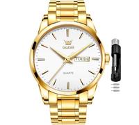 OLEVS Watches for Men Business Dress Diamond Analog Quartz Date Luxury Classic Stainless Steel Waterproof Luminous Two Tone Wristwatch, sliver watch gold 98, classic business dress