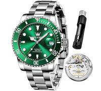 OLEVS Watches for Men Luxury Analog Waterproof Stainless Steel Casual Big Face Chronograph Classic Fashion Roman Numeral Quartz Date Men's Wrist Watches Reloj para Hombre, silver green, Business Watch