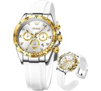 OLEVS Women Watch Fashion Rose Gold Diamond Analog Quartz Female Watches for Women Luxury Dress Ladies Stainless Steel Luminous Waterproof Date Wristwatches, 5618-gold white, women watch