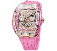 OLEVS Womens Watch Rose Gold Diamond Elegant Ladies Wrist Watch Stainless Steel Ceramic Two Tone Bracelet Waterproof Luminous, L6016:Pink band & Rold dial, Luxury Casual Classic Party Present Gift
