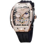 OLEVS Womens Watch Rose Gold Diamond Elegant Ladies Wrist Watch Stainless Steel Ceramic Two Tone Bracelet Waterproof Luminous, L6016: Black band & Rold dial, Luxury Casual Classic Party Present Gift