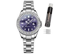 OLEVS Womens Watch, Small Wrist Rose Gold Diamond Dial Ladies Quartz Watch, Fashion Noctilucent Waterproof Analog Watch for Women,Romantic Gift for Girlfriend (9945- Purple Surface)
