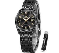 OLEVS Womens Watches Classic Dress Quartz Female Wristwatch Ladies Stainless Steel Waterproof Luminous Date Easy Read Watch for Lady, all black women watch, women watch