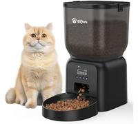 Olfjurk 4L Automatic Cat Feeder, Non-WiFi Programmable Dry Food Dispenser 1-6 Meals, Dual Power Battery Backup, Anti-Clog Design & Desiccant Freshness Bag for Cats Small Dogs