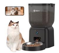 Olfjurk Automatic Dog Feeder with Camera, WiFi Cat Food Dispenser, Programmable Cat Feeder, HD Camera for Voice and Video Recording (Black)