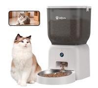 Olfjurk Automatic Dog Feeder with Camera, WiFi Cat Food Dispenser, Programmable Cat Feeder, HD Camera for Voice and Video Recording (White)