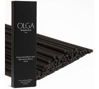 OLGA 100 Black Reed Diffuser Sticks - Long Fibre Diffuser Reeds (220mm x 3mm) - Strong Scent Throw, No Clogs - Ideal for Fragrance Oil Refills & Elegant Home Aromas