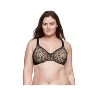 Olga Women's Sheer Leaves Minimizer Bra, Black and French Toast, 40D