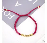 OLGER Bracelets For Womens,Rose Red Rope Macrame Bracelet Gold Color Beads Adjustable Bangle Ethnic Colorful Boho Charm Manual Braided Bracelets For Women Men Jewelry Accessories