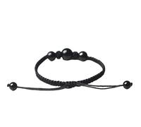 OLGER Braided Rope Bracelet,Obsidian Beaded Braided Bracelets Black Rope Bracelet Handmade Braided Adjustable Woven Rope Bracelet For Women Men Friendship Wrist Jewelry Gift