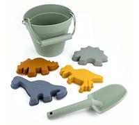 Olgs Sand Toy Dino Silicone 6 Pieces Dinosaur Outdoor Toy Boys Children Bath Toy Water Toy for Sandpit and Beach Bucket Shovel Moulds (Dino)