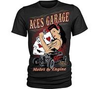 Olgyn Aces Garage Rockabilly Pinup Hotrod American USA T-Shirt Mens Black M