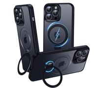 OLHAOMAO Case with 360° Adjustable Stand for iPhone 13/14 for MagSafe, Matte Black Mobile Phone Case, Invisible Magnetic Ring Holder, Shockproof Non-Slip Protective Case